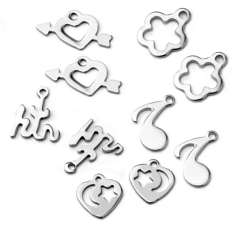 

50pcs / lot 2020 Stainless Steel Small Pendant Handmade Jewelry Making DIY Necklace Pendant Accessories Wholesale