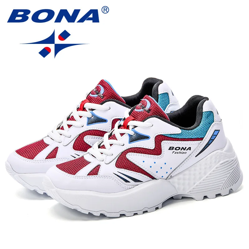 

BONA New Autumn Fashion Krasovki Women Casual Shoes Microfiber Mesh Platform Shoes Women Sneakers Lady Trainers Chaussure Femme