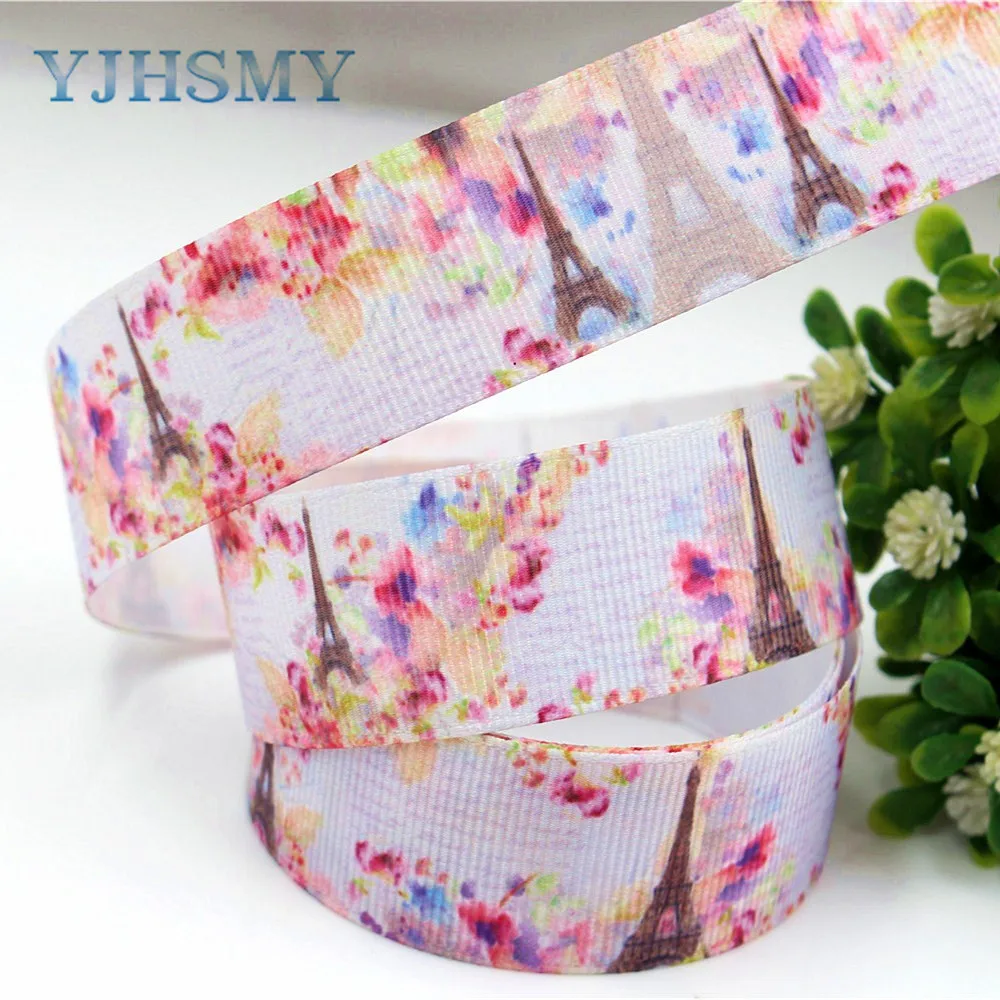 YJHSMY F 17613 539 25 мм 10 ярдов башня печатных grosgrain ленты DIY ручной работы аксессуары для