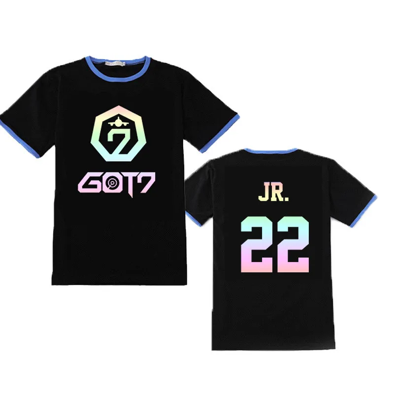 K Pop Kpop GOT7 FLY Album Laser Logo Shirts Casual Loose Clothes Tshirt T Shirt Short Sleeve Tops T-shirt DX777 | Женская одежда