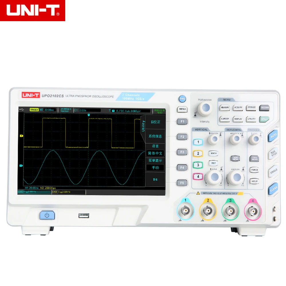 Цифровой люминесцентный осциллограф UNI T UPO2102CS 1GS/s 2 канальный USB интерфейс 65000