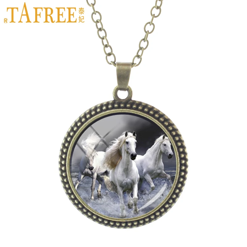 TAFREE прозрачная белая картина с единорогом стеклянный кабошон купольное ожерелье