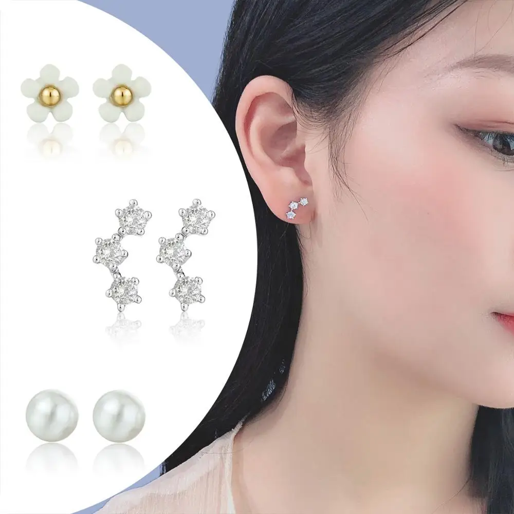 3 пара/лот крошечный циркон звезды серьги аксессуары для пирсинга шикарный