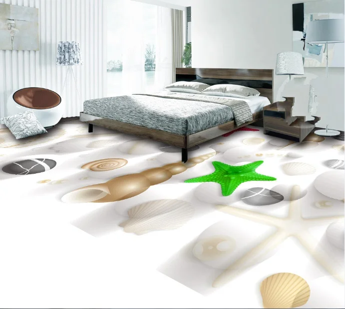 

[Self-Adhesive] 3D Green Starfish Shells 6 Non-slip Waterproof Photo Self-Adhesive Floor Mural Sticker WallPaper Murals Print