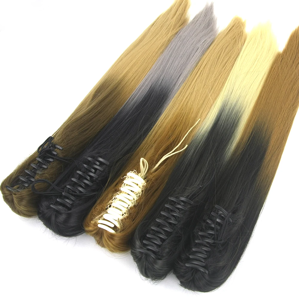 

Soowee 60cm Long Straight Hairpieces Black To Blonde Clip In Hair Extensions Synthetic Hair Claw Ponytail Little Pony Tail