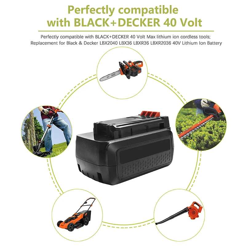 Batcool 1 упаковка 3000 мАч 40В литий-ионный аккумулятор для Black &amp Decker LBXR36 LBX2040 LHT2436 |