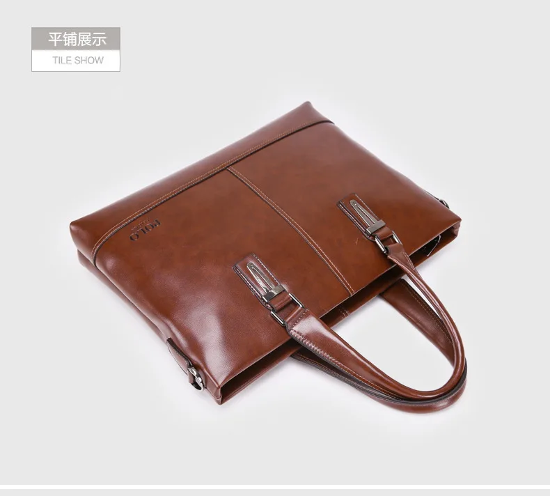 2016 мода мужская натуральной кожи портфель брендов-поло свободного покроя бизнес