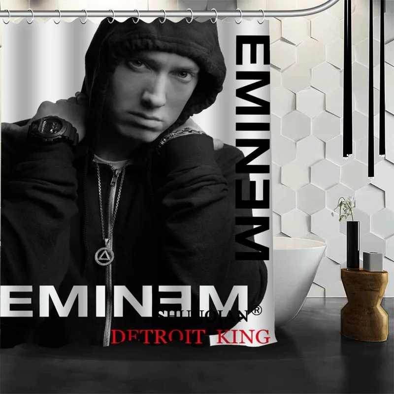 

Shunqian Eminem Shower Curtain 3D Printing 12 Hooks For The Bathroom High Quality Polyester Fabric Bath Curtain