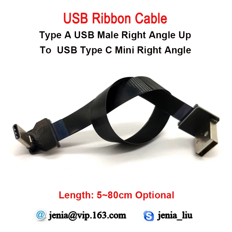 

Плоский ленточный металлический usb-кабель, 5-80 см, 90 градусов, мини-кабель типа C «Папа-папа», тип A, прямоугольный ультратонкий кабель ffc