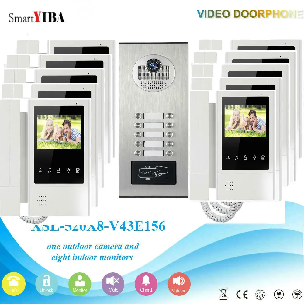 SmartYIBA проводной 4 3 "TFT ЖК-цветной сенсорный экран HD камера видео дверной звонок