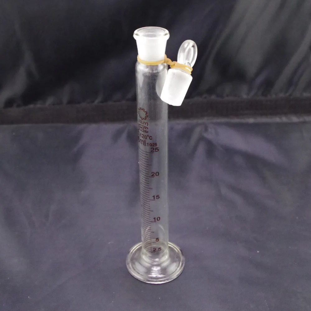 

25ml graduated cylinder with stopper measuring lab glass each bid for 1pc