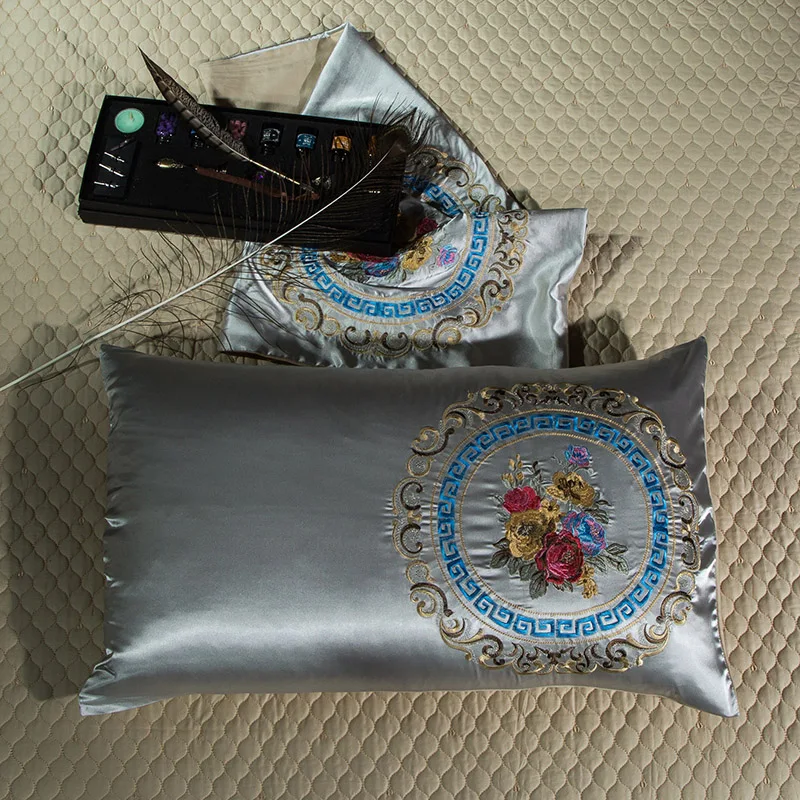 Queen King size Серебряные; золотые Роскошные Красные Свадебные Постельное белье 60S хлопок сатин Египетский хлопок пододеяльник, простынь и наволочки, наволочками, Комплект постельного белья для очень больших и