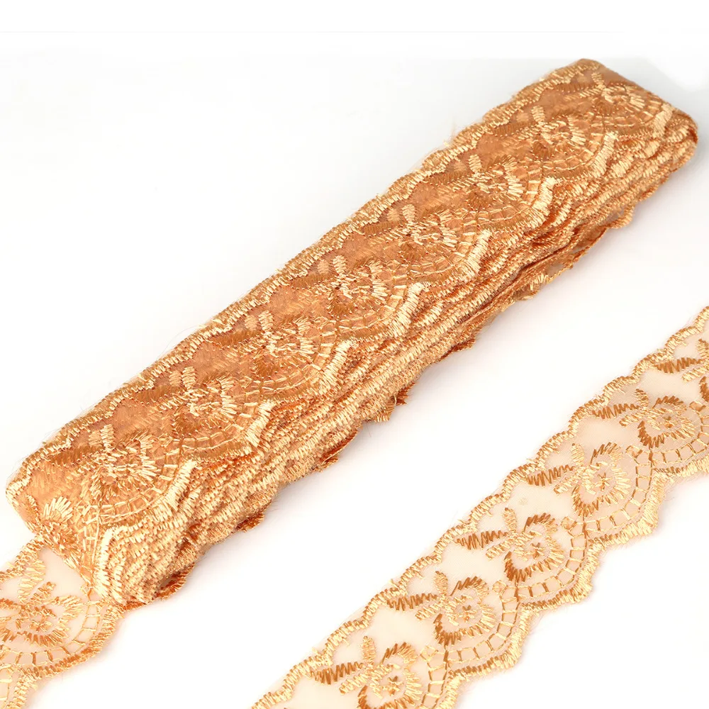 10 ярдов/партия светло коричневая кружевная лента 40 мм|fabric for wedding|lace ribbonlace trim fabric |