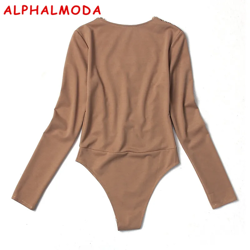 Женский облегающий боди ALPHALMODA с глубоким треугольным вырезом и перекрестной