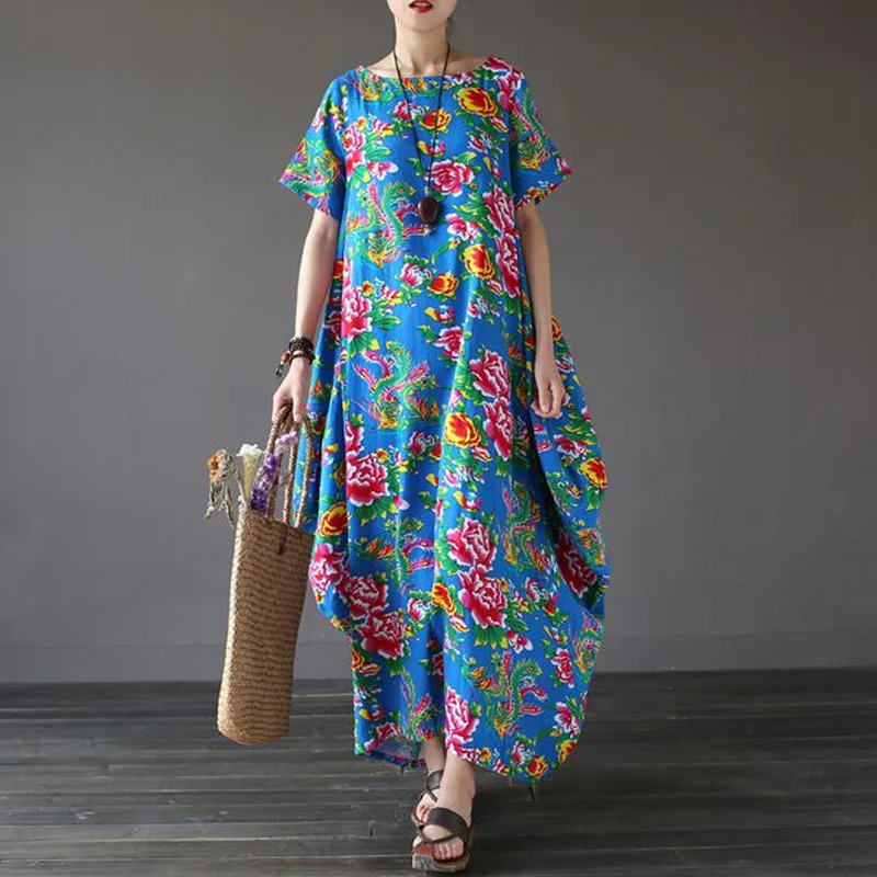 Женское летнее платье 2017 новое модное повседневное хлопковое ретро с принтом и