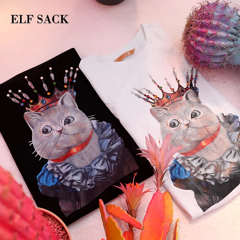 Женская футболка ELFSACK хлопковая Повседневная с o-образным вырезом и принтом в