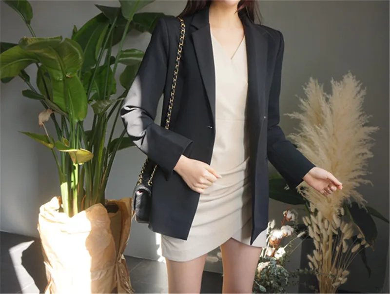 Blazers Women Notched Collar Single Button Full Sleeves Solid Office Lady 2018 New Fashion | Женская одежда