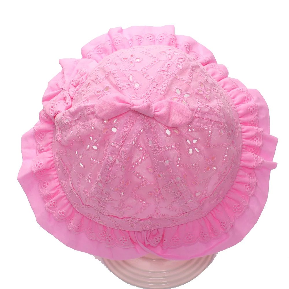 Летняя Хлопковая шапочка для маленьких девочек однотонная шляпа с бантом в