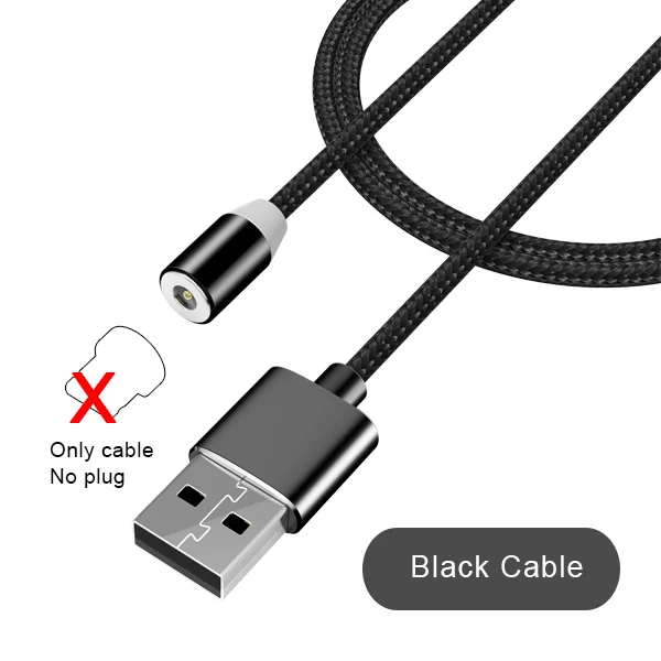 NOHON 3 в 1 быстрый Магнитный зарядный кабель светодиодный 8-контактный Micro usb type C для iPhone X 7 8 6 Xiaomi 4 магнитные кабели для зарядки - Цвет: Black cable no plug