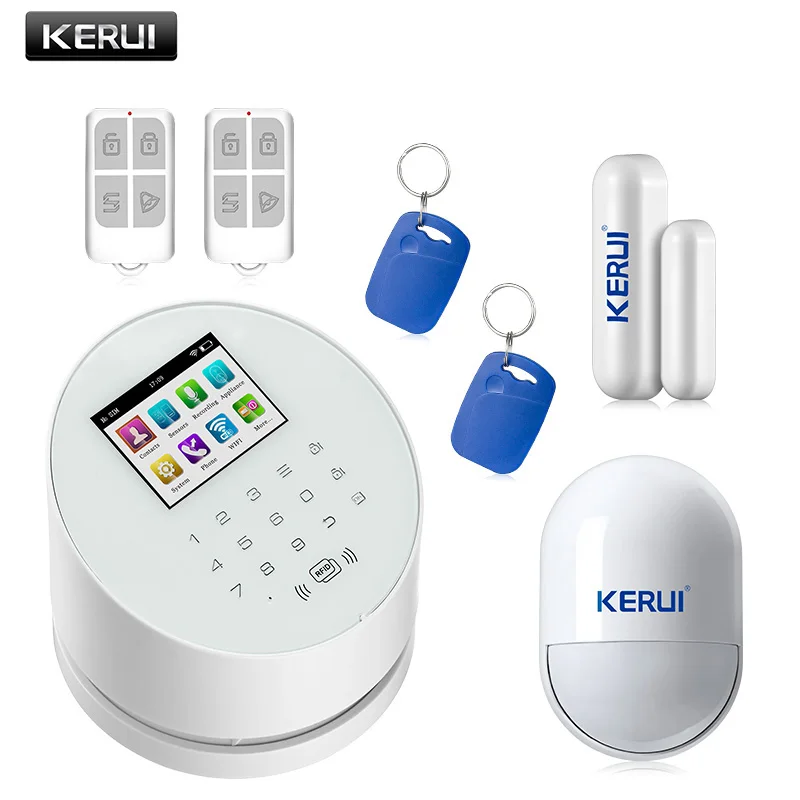 KERUI Android IOS app пульт дистанционного управления WI-FI GSM PSTN в одном стиле «Три в одном», домашняя система охранной сигнализации высокого качества gsm сигнализация - Цвет: Kit 6