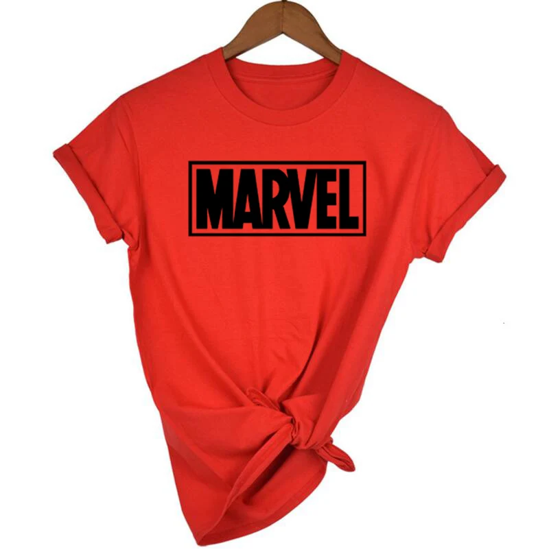 red 1 Модная футболка Marvel с коротким рукавом, женская футболка с принтом черной Пантеры, футболка с круглым вырезом, комическая футболка с надпись Marvel, топы, женская белая одежда, футболка - Цвет: red 1