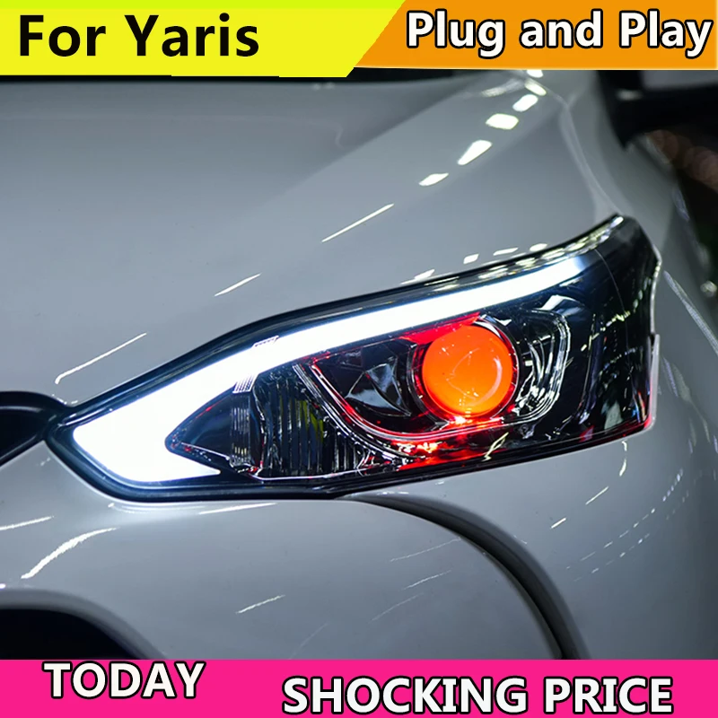 Светодиодная лампа для автомобиля фары для Toyota Yaris L- светодиодные фары DRL ходовые огни Биксеноновые Противотуманные фары ангельские глаза
