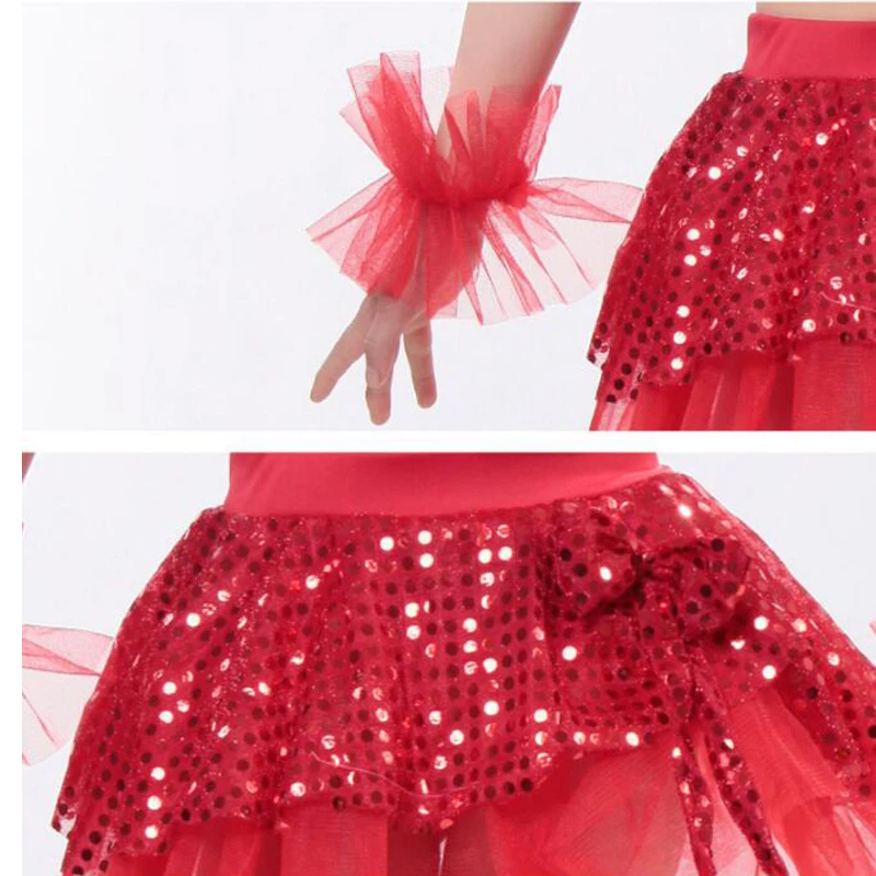 Платье для танцев девочек с блестками в стиле джаз детский комплект одежды