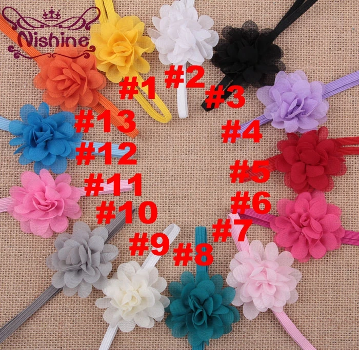 Nishine 13 шт./лот 2 &quotмини шифоновая Цветочная повязка на голову для девочек