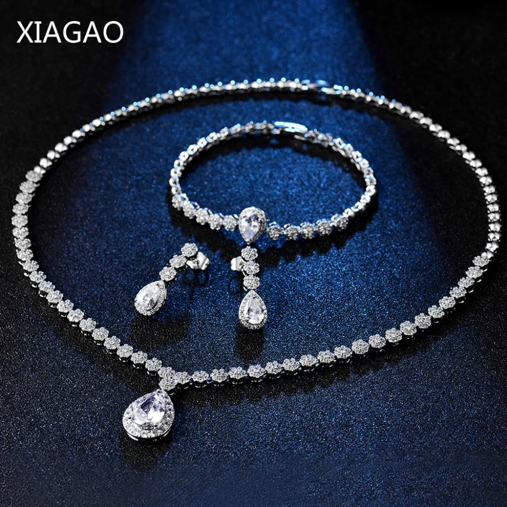 XIAGAO роскошные свадебные украшения Дубай ювелирный набор серьги ожерелье браслет