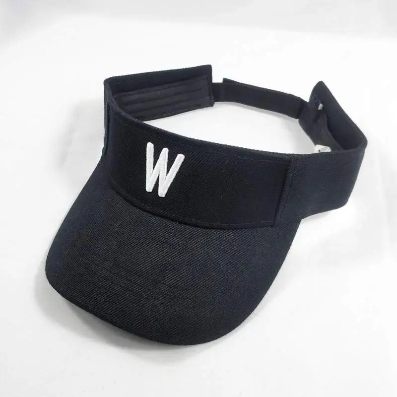 Черный Men Women's Summer Twill Sun Visor Cap Embroidery Letter Running Hiking Golf Tennis Cap Casual Style Black White Adjustable - Цвет: Черный