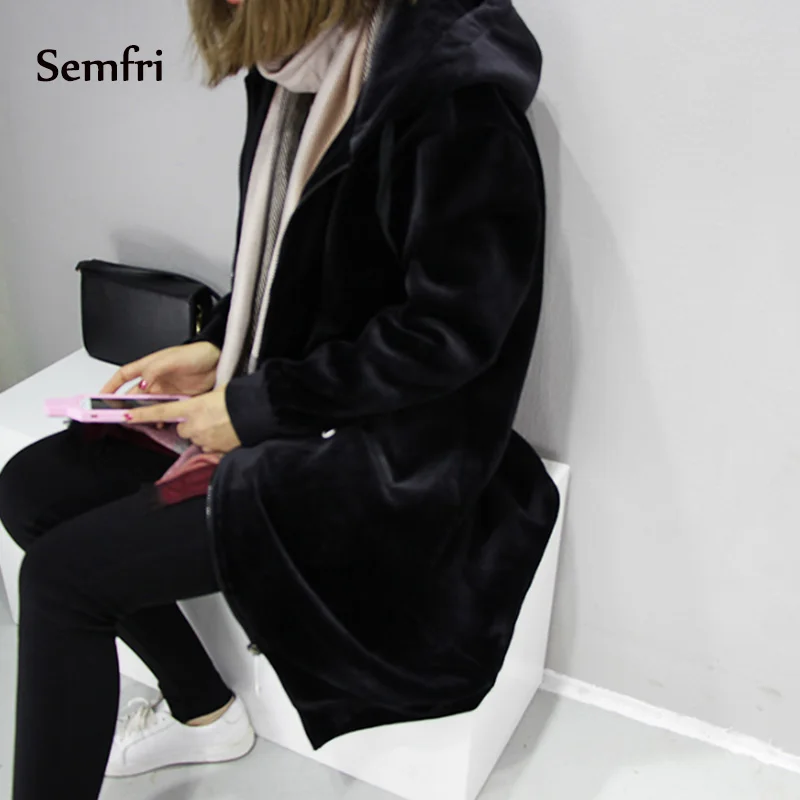 black Semfri, женские толстовки, зимняя куртка, искусственный мех, ткань, пальто размера плюс, 5xl, открытая стежка, пальто с капюшоном, больше размера, Длинная толстовка - Цвет: black