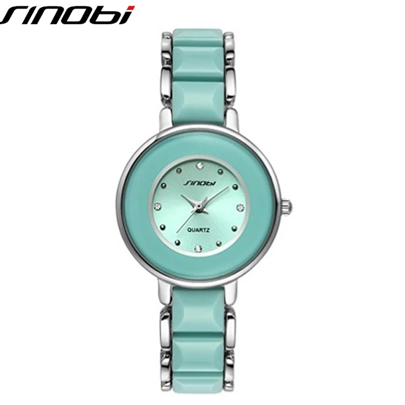 Sinobi белый бренд женские часы подражали керамические дамы браслет роскоши 2015
