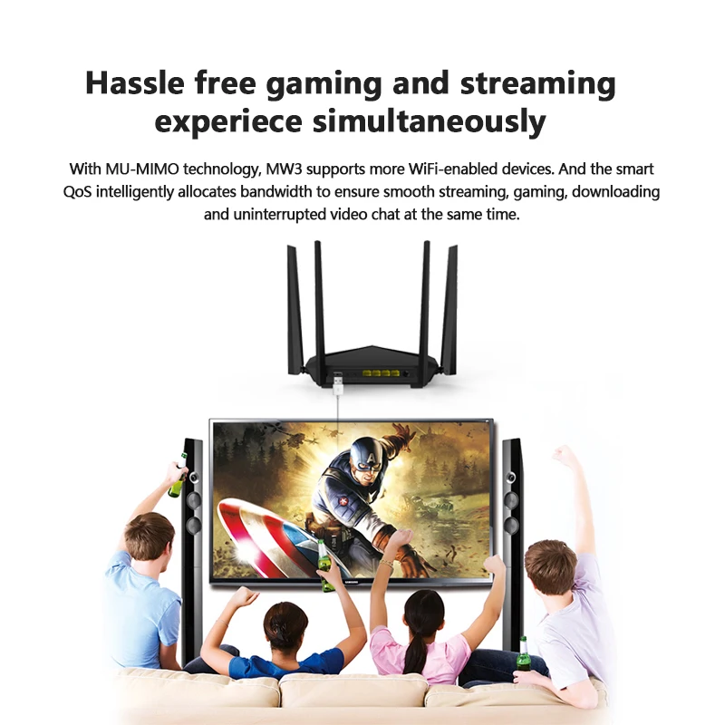 Tenda AC10 AC1200 Беспроводной Wi-Fi маршрутизатор двухдиапазонный 2,4G/5G гигабитный порт 802.11AC с антеннами высокого усиления приложение