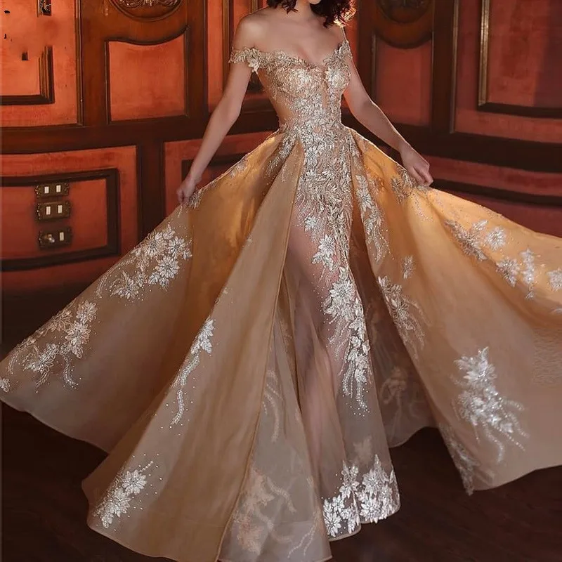 

Evening Gowns Prom Gown robe de soiree 2019 Formal Dresses Long See Through Sexy Appliques Party Dress abiye