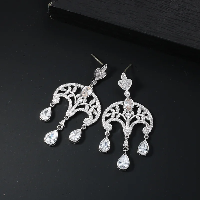 

Новая Элегантная винтажная люстра в виде капли воды с фианитами, роскошная фотолюстра для свадебного костюма, ювелирные изделия