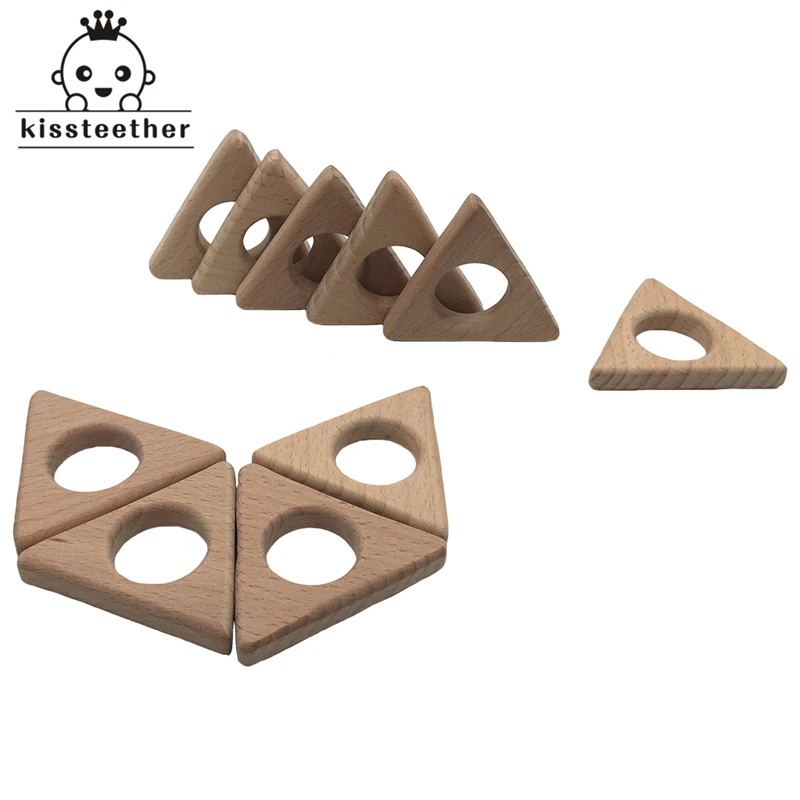Mordedor Triangular de madera para beb&eacute;, productos para el cuidado de la dentici&oacute;n, sin BPA-0