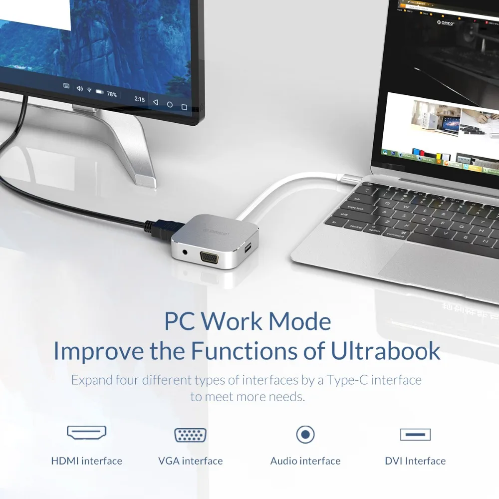 ORICO USB Type C к HDMI совместимый VGA Аудио USB3.0 адаптер док станция для MacBook Samsung Galaxy S10 3 0