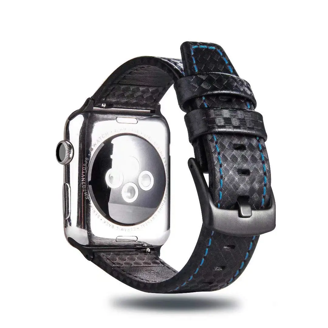 Роскошный ремешок для Apple watch 44 мм 40 мм iWatch 42 мм 38 мм углеродное волокно+ кожаный ремешок для часов Браслет Apple watch 4 3 2 1
