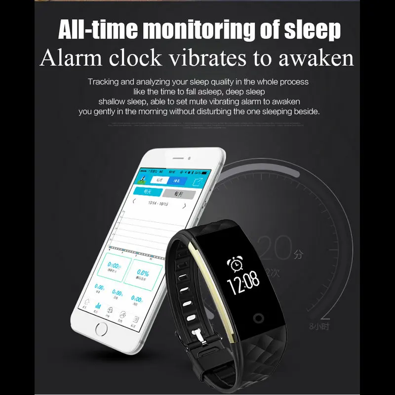 S2 Smart Bluetooth Wristband Heart Rate Monitor Bracelet Display Sports SmartWatch Waterproof For Android IOS Mobile Phone | Электроника