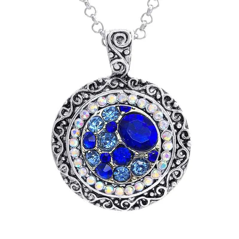 

Hot sale 240 flower 18mm rhinestone Snap button necklace Pendant jewerly Necklaces for women Charm jewelry Gift