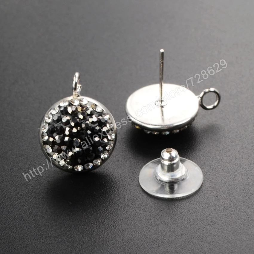 Wholesale14mm Черный Граненый Белый Стразы Micro Diamate Цирконами Мощеные Серьги CZ Мода
