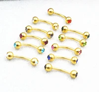 lot50pcs free shippment body jewelry crystal eyebrow piercing lip rings curve barbells 16g1 2mmx8x4mm body piercing jewelry