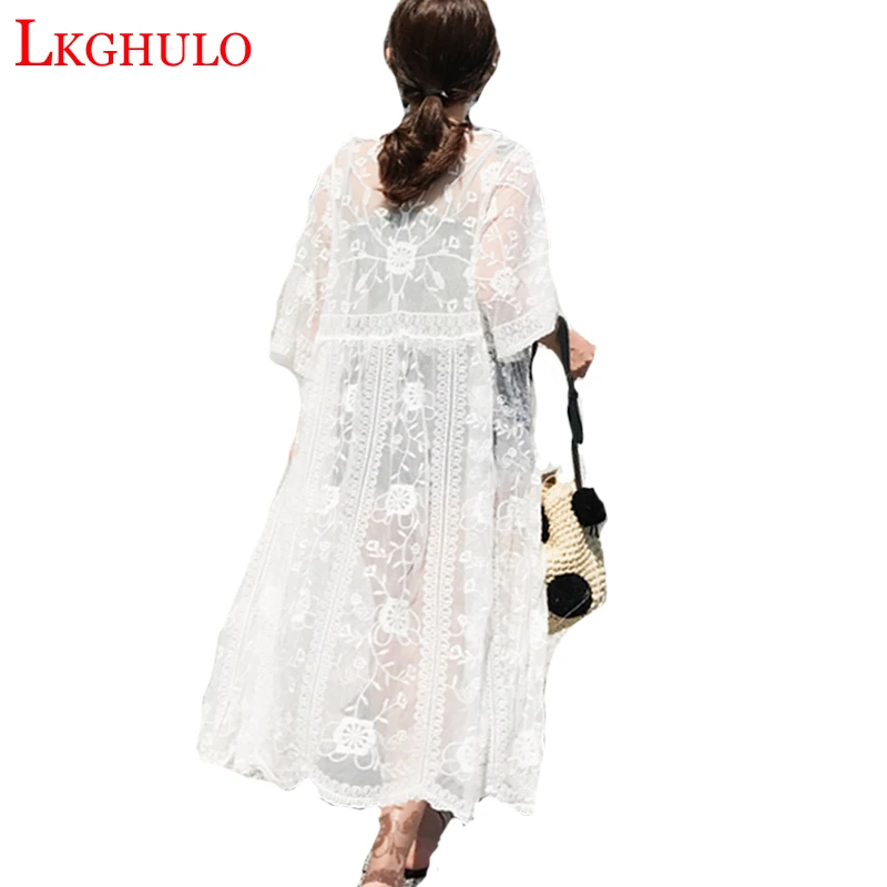 Новое летнее платье 2018 женское винтажное стильное кружевное платье-кардиган с