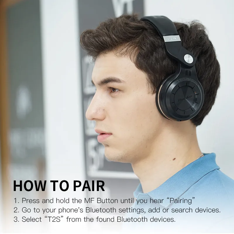 Bluedio T2S Bluetooth наушники микрофон стерео Беспроводная гарнитура Bluetooth 4.1 для iPhone Samsung Xiaomi HTC