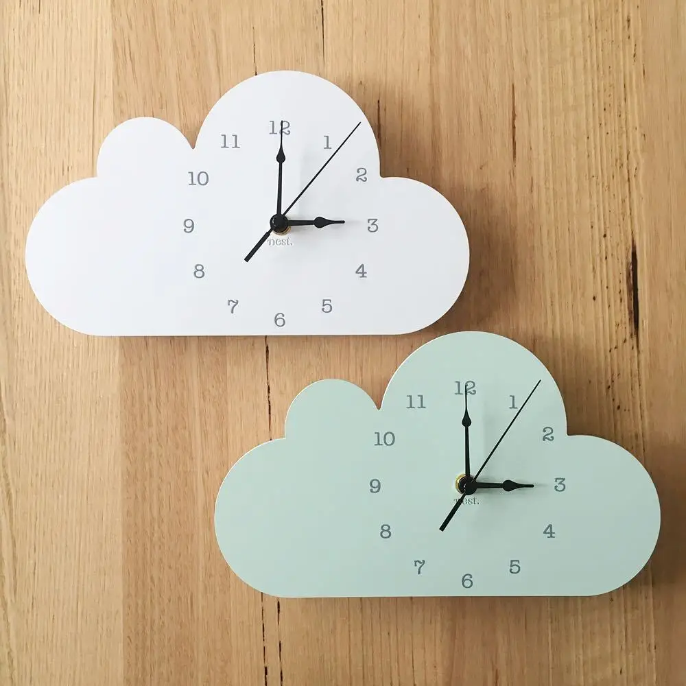 Nordic Cute Cloud elephant shape Wall Clock Monochrome for Children kids room decoration Figurines gift Photography props 1piece