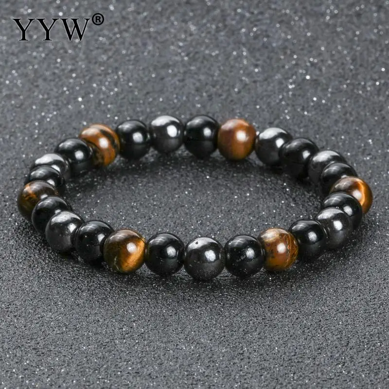 Гематит черный обсидиан камни тигровый глаз прядь из бисера стрейч браслеты