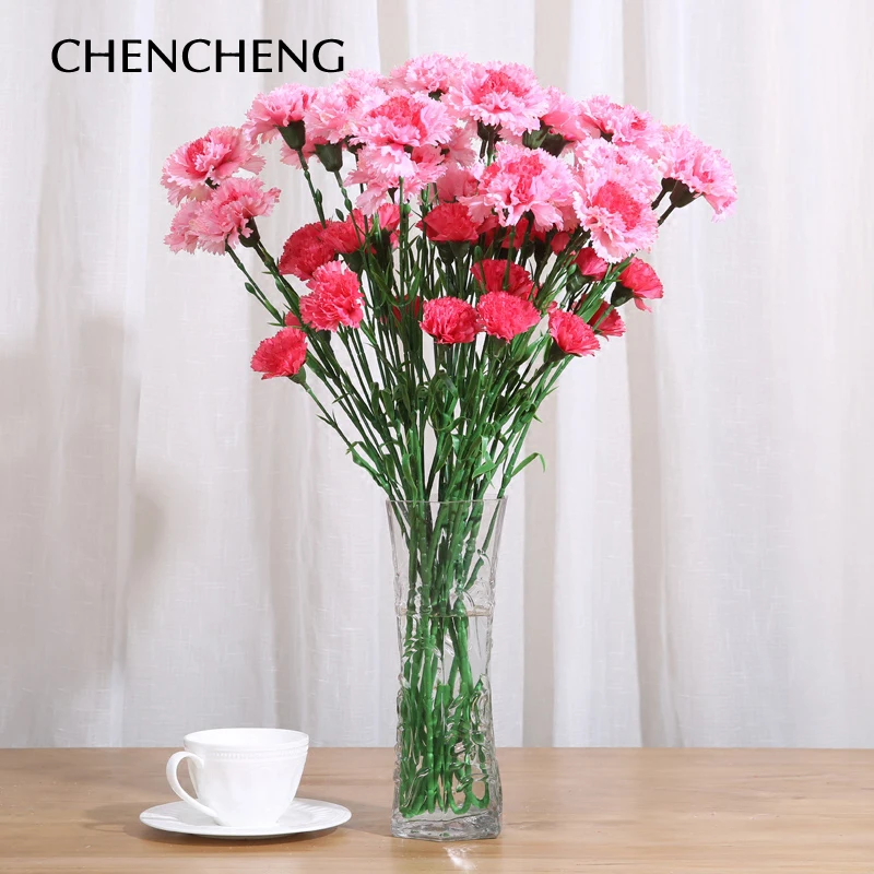 CHENCHENG 1 шт. 53 см шелк искусственный цветок гвоздики поддельные цветы День благодарения Матери Подарок для домашнего декора