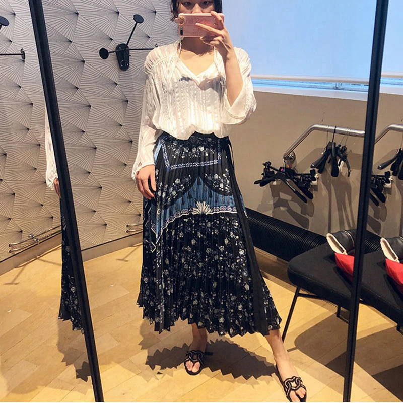 2019 Подиумные женские юбки летний цветочный принт винтажный Национальный Стиль