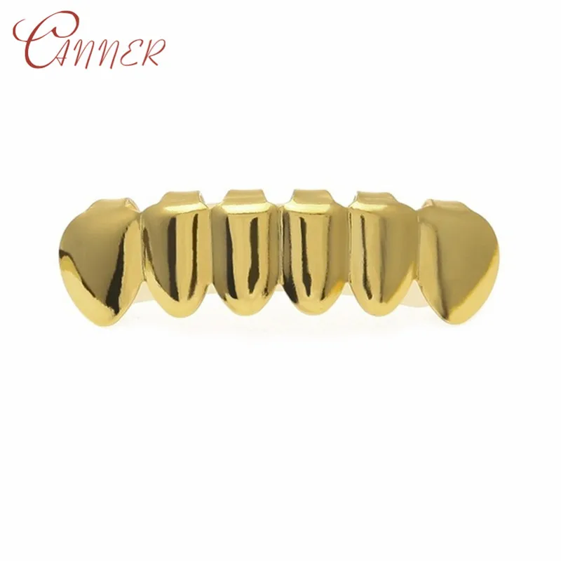 Gold Bottom CANNER хип-хоп зубные грилли Топ и низ решетка Bump зубные грили вампир косплей зубные грили Рэппер рот Украшения для тела - Окраска металла: Gold Bottom