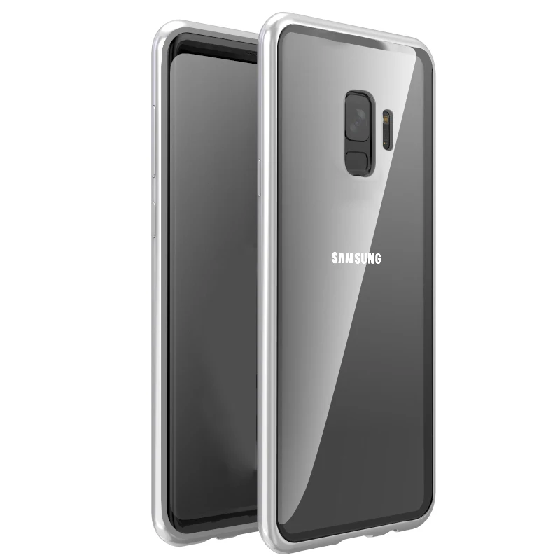 white Магнитный адсорбционный металлический чехол для телефона s на samsung Galaxy S8 s9 Plus note 8 9 s8+ s9+ s 8 чехол-накладка на заднюю панель со стеклом - Цвет: white